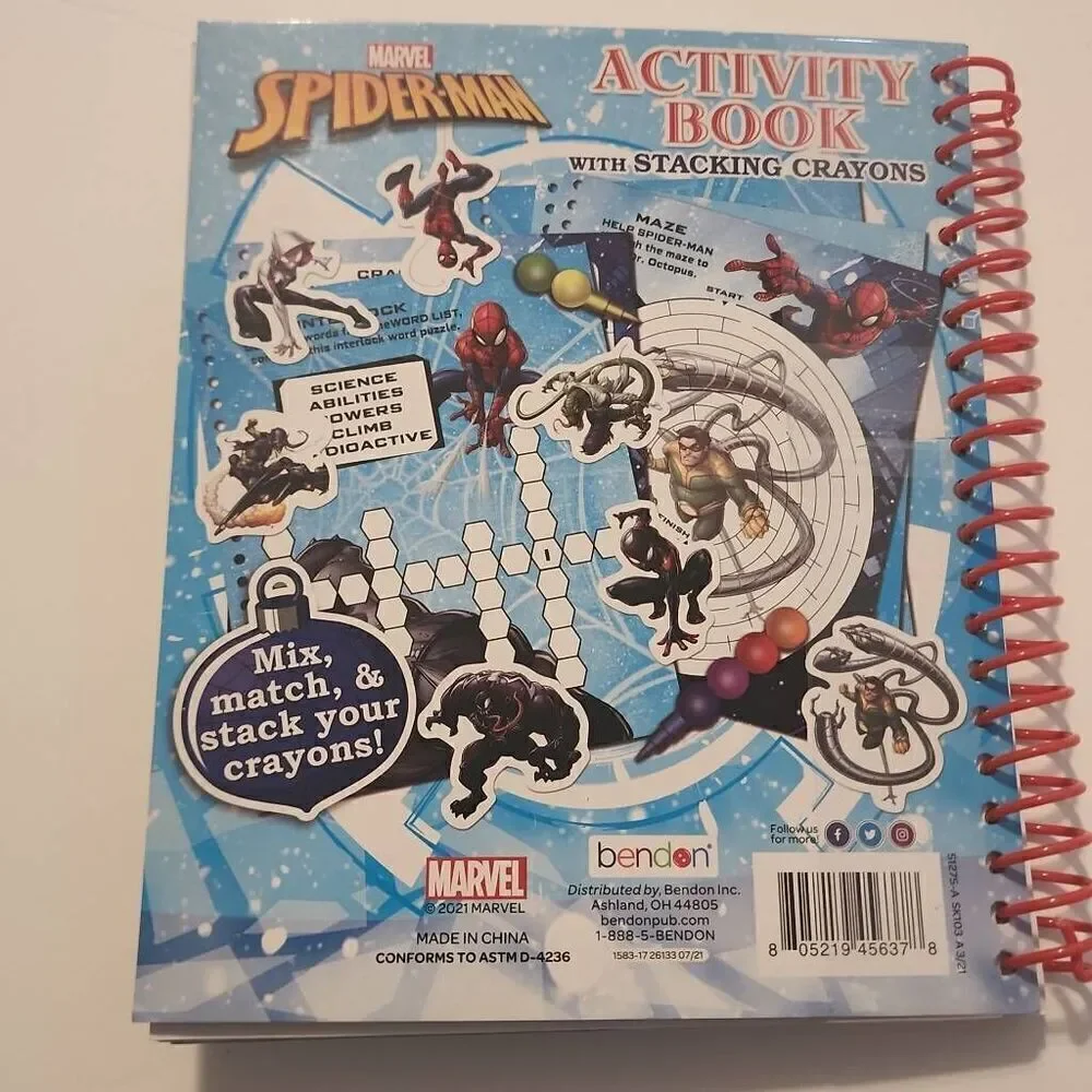 Marvel Spiderman Lot of 3 Christmas Activity Book  Sheet of Static Cling Shirt